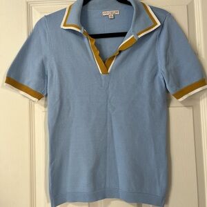 New York & Company Light Blue Polo with Gold and White Trim